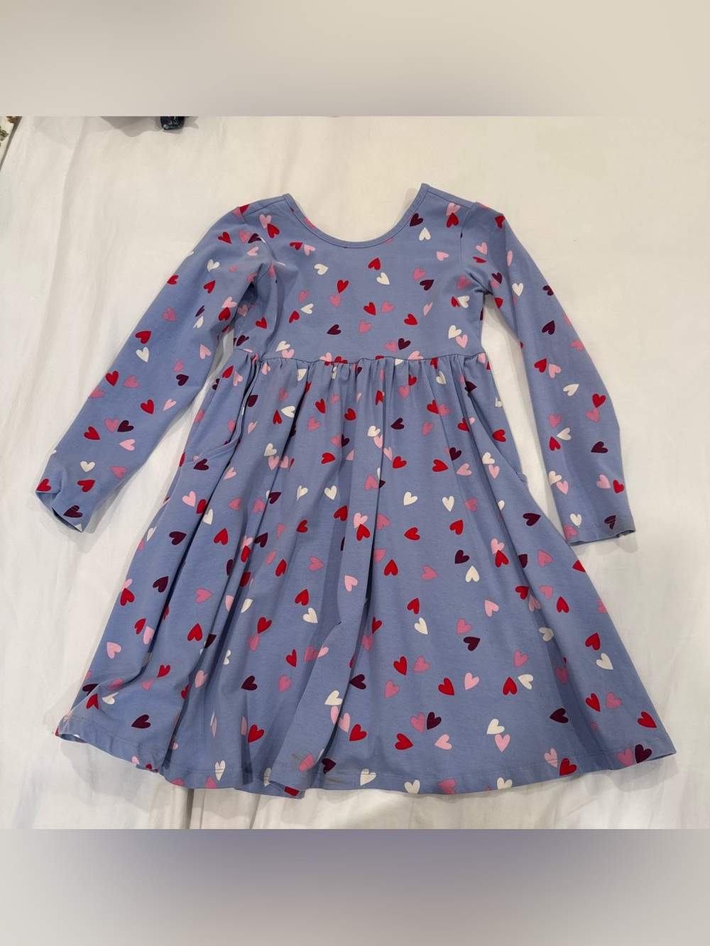Hanna Andersson Lavender Heart-Print Long Sleeve Dress